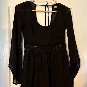 Hollister Black Long Sleeve Crochet Waist Dress – Size S